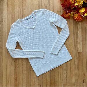 Luxe‎ 360 White V-Neck Sweater Size S